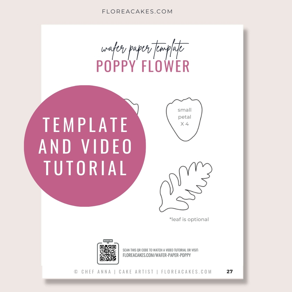 Florea Cakes Wafer Paper Poppy Tutorial and template