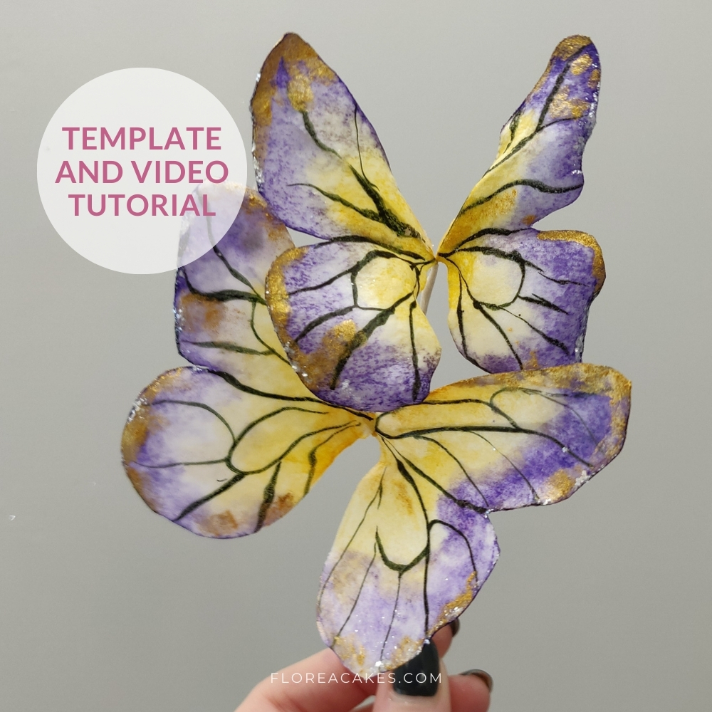 Florea Cakes Wafer Paper Flower Tutorial Wafer Paper Watercolor Butterflies Template and Video Tutorial