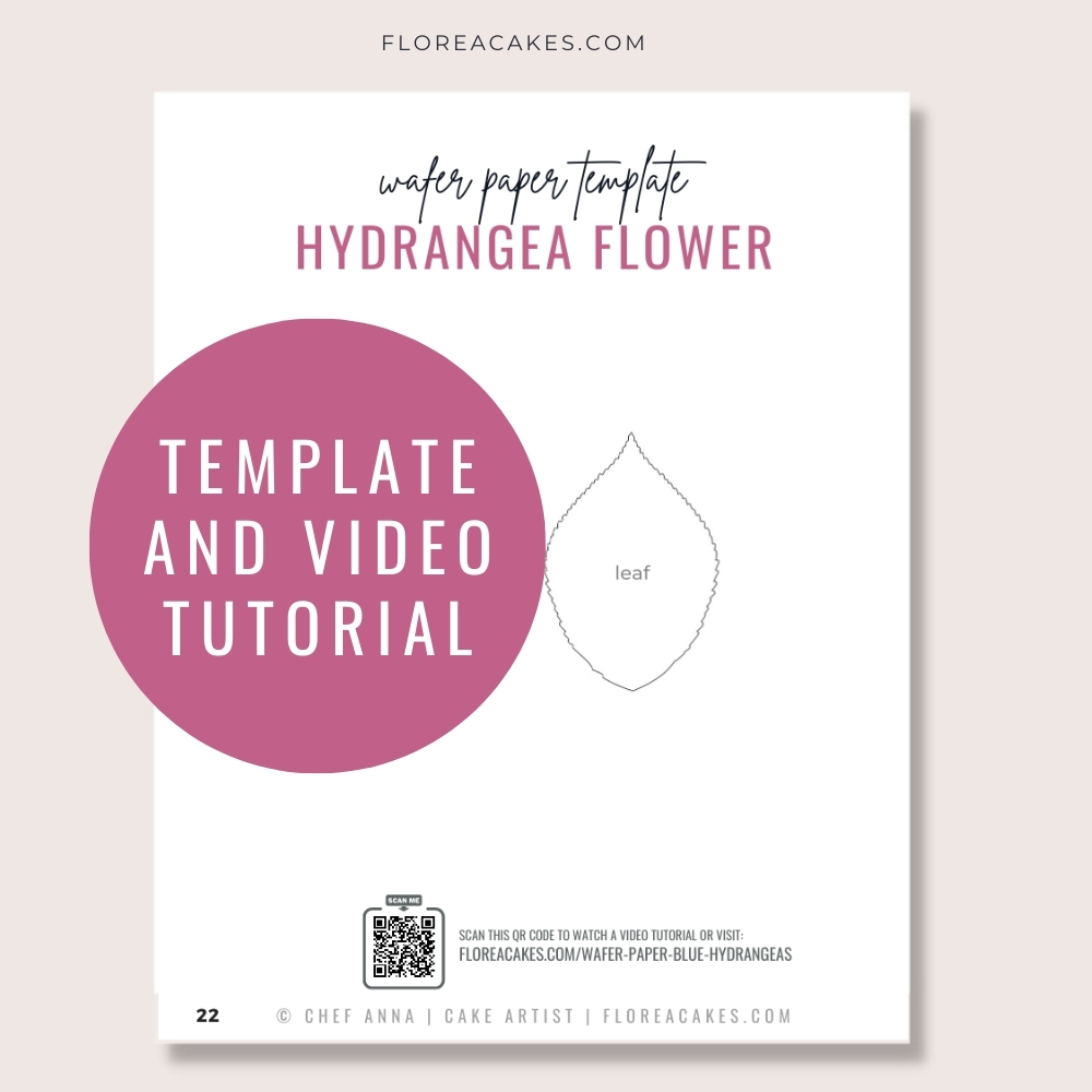 Florea Cakes Wafer Paper Flower Wafer Paper Blue Hydrangea Template and Video Tutorial