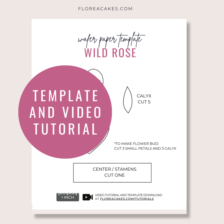 Video Tutorial Wafer Paper Wild Rose Template Download Florea Cakes (2)