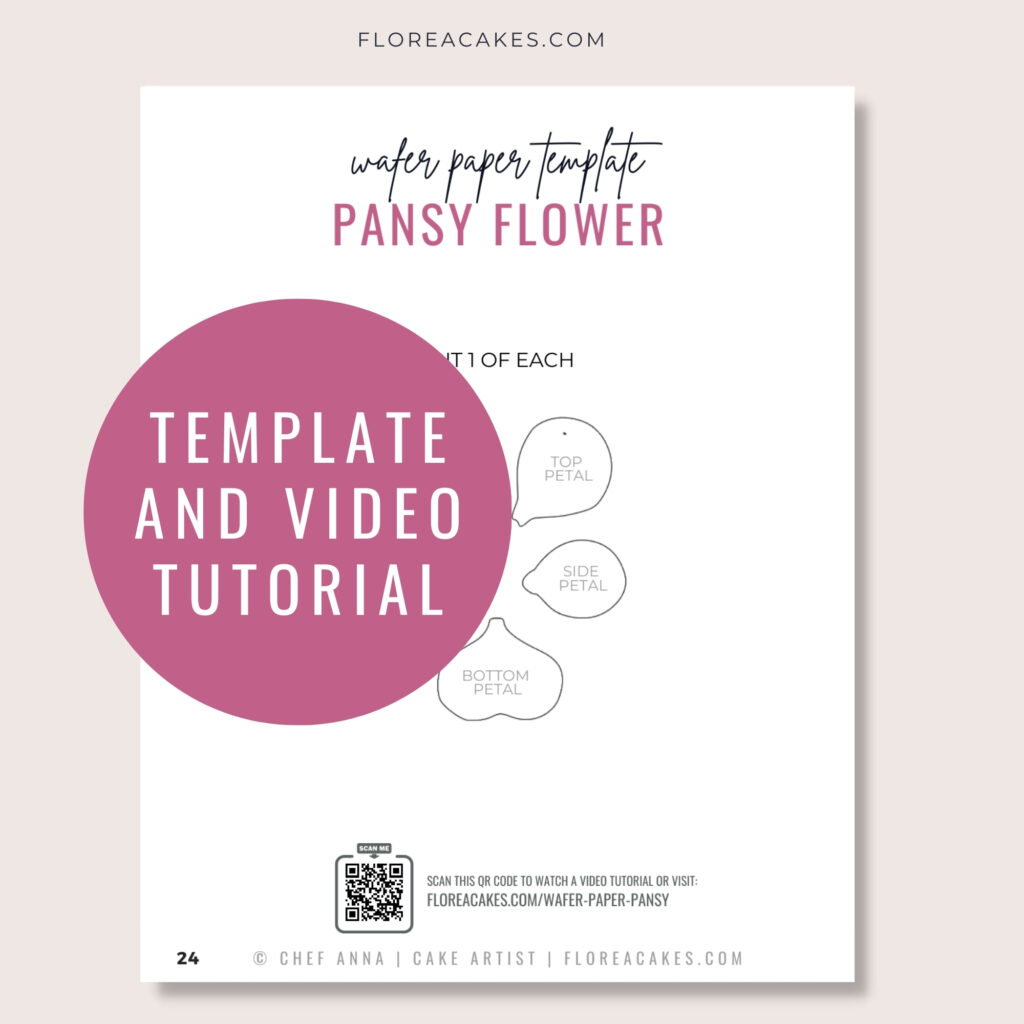 Florea Cakes Wafer Paper Tutorial Pansy Template and video tutorial