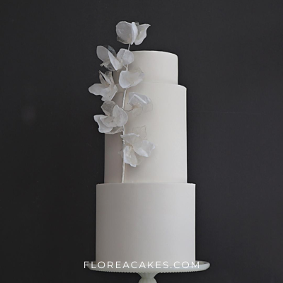 Wedding cake with wafer paper flowers