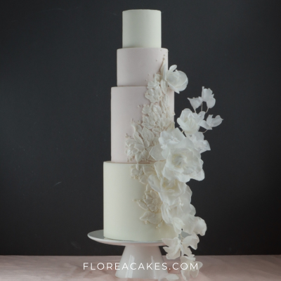 Amazing wedding cake with lovely wafer paper flowers
