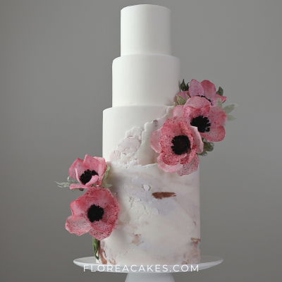 Wedding Cake with wafer paper flowers Florea Cakes