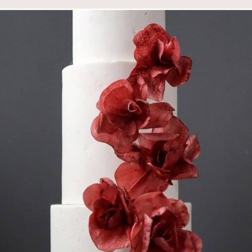 Maroon Wafer Paper Flowers Astashkina Cakes 1