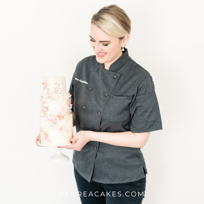 Sweet Wedding Cake with wafer paper flowers
