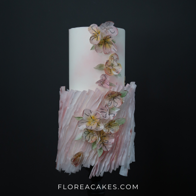 Wedding Cake with beautiful Wafer paper flowers Florea Cakes